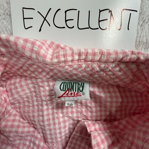 Country Line Women Pink White Gingham Button-Up Long Sleeve Shirt Size 38 Casual - Picture 3 of 7